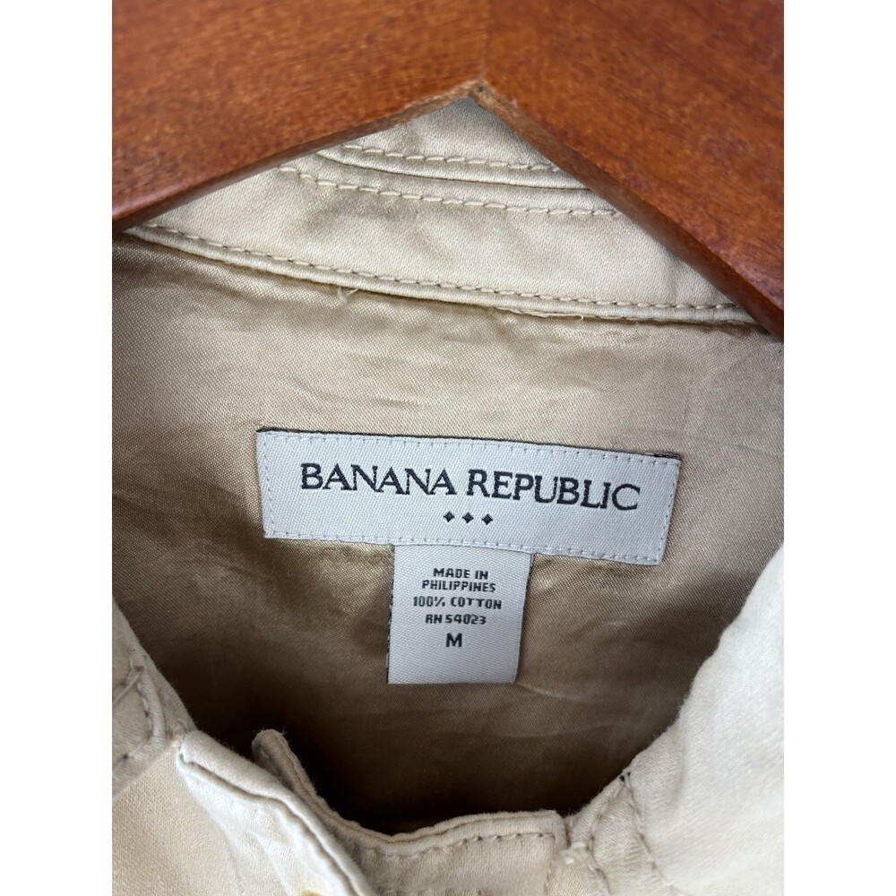 Quiet Luxury Preppy Belted Trench Coat Khaki Cotton Banana Republic‎ Factory M - Picture 5 of 14